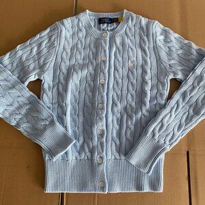 Ralph Lauren Sky Blue Cotton Cable Knit Cardigan